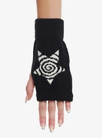 Black & White Spiral Star Fingerless Gloves