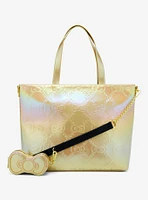 Loungefly Sanrio Hello Kitty Gold Bows Metallic Tote Bag