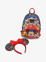 Loungefly Disney Mickey Mouse and Friends Classic Stars Mini Backpack with Ears Headband