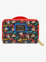 Loungefly Mickey Mouse and Friends Classic Stars Allover Print Small Zip Wallet