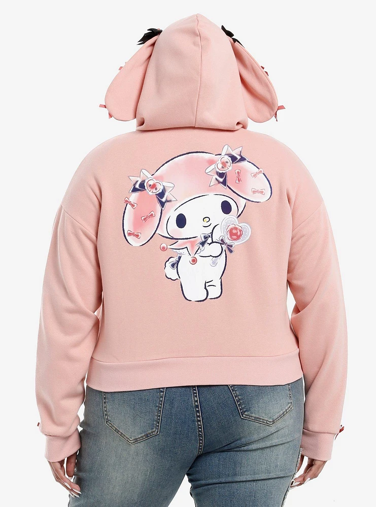 My Melody Lace Ribbon Girls Crop Hoodie Plus