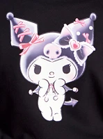 Kuromi Lace Ribbon Girls Crop Hoodie