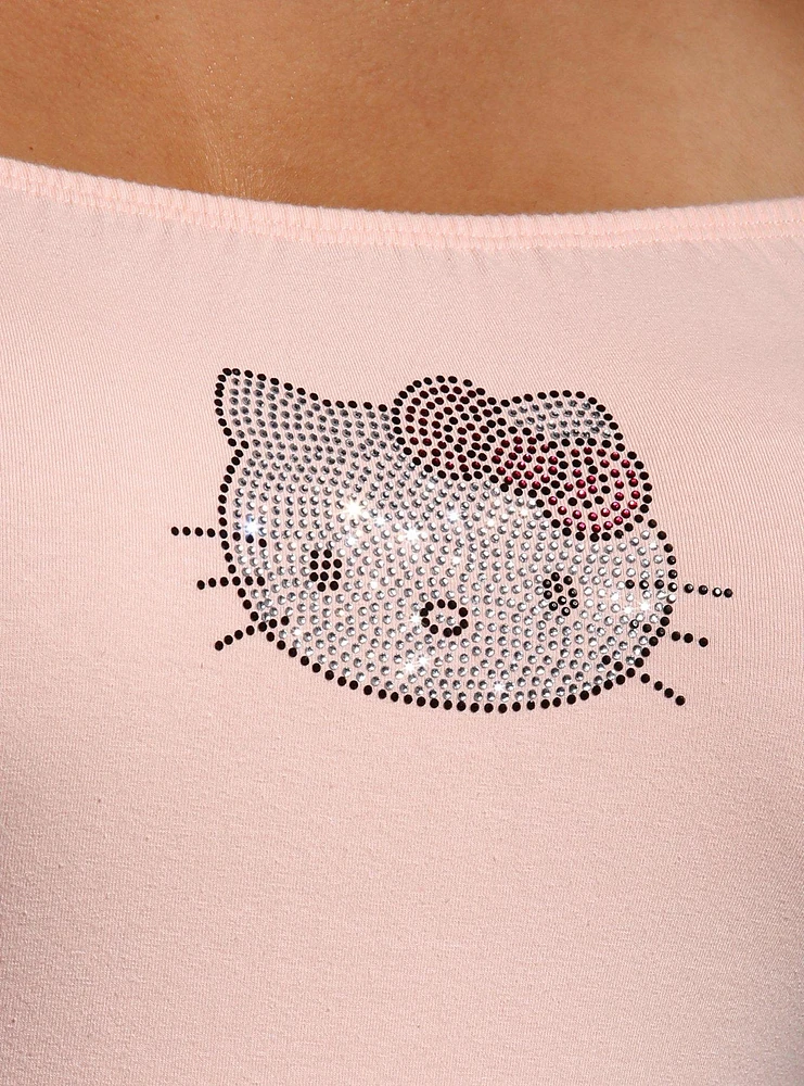 Hello Kitty Rhinestone Off-Shoulder Girls Long-Sleeve Top Plus