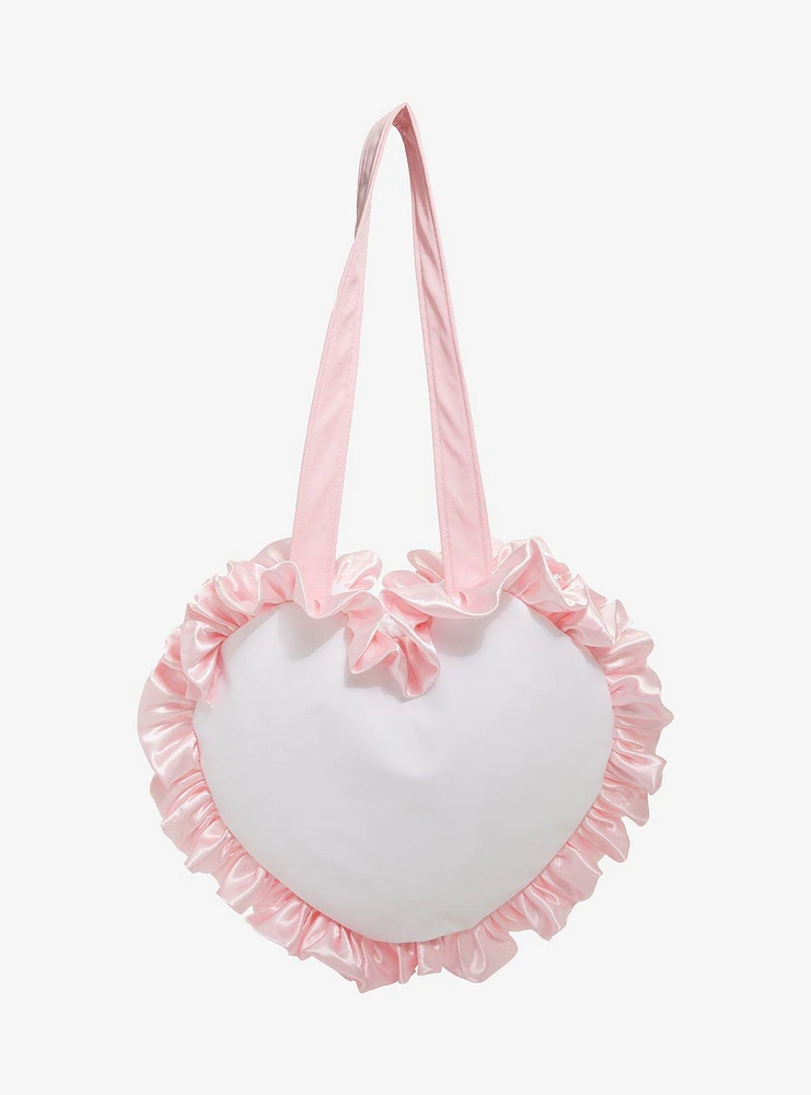 Cat Plush Heart Ruffle Tote Bag