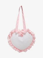 Cat Plush Heart Ruffle Tote Bag