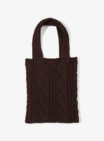 Brown Cable Knit Tote Bag