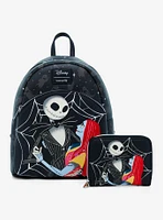 Loungefly The Nightmare Before Christmas Jack & Sally Spiderweb Mini Backpack Hot Topic Exclusive