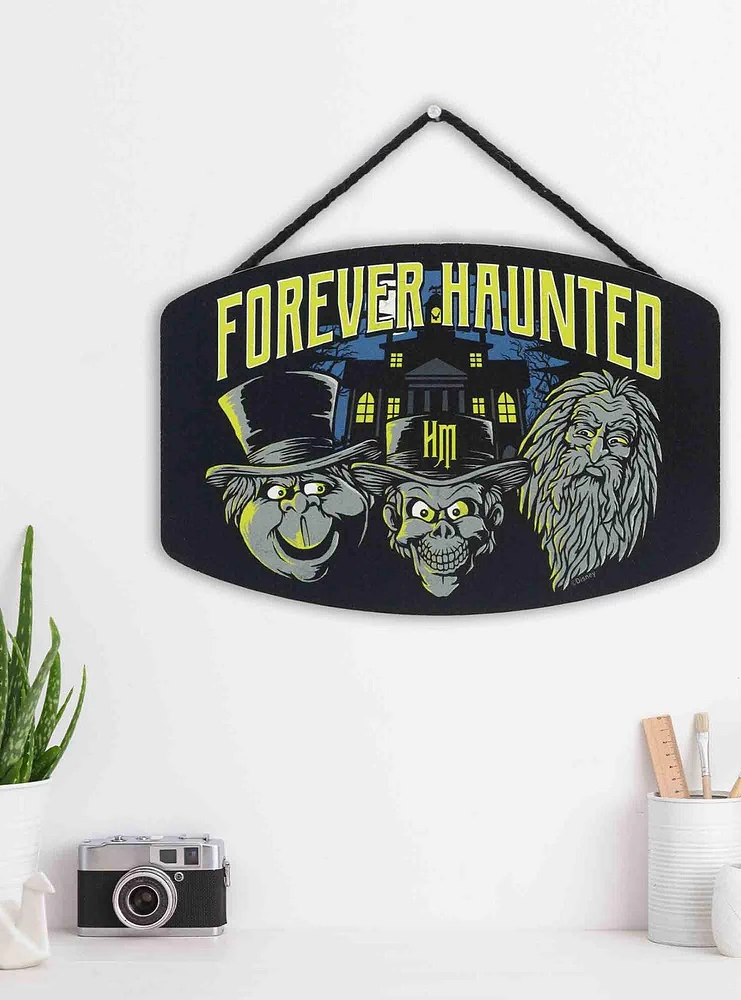 Disney Haunted Mansion Forever Haunted Hitchhiking Ghosts Hanging Wood Sign