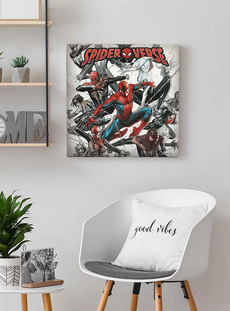 Marvel Spider-Man Spider-Verse Characters in Battle Canvas Wall Decor