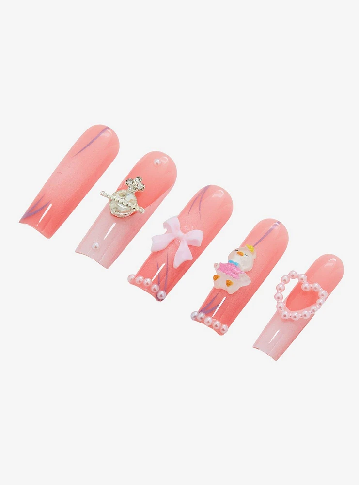 Pink Heart & Bow Press-On Nail Set