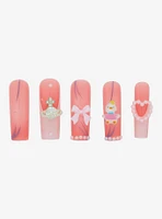 Pink Heart & Bow Press-On Nail Set