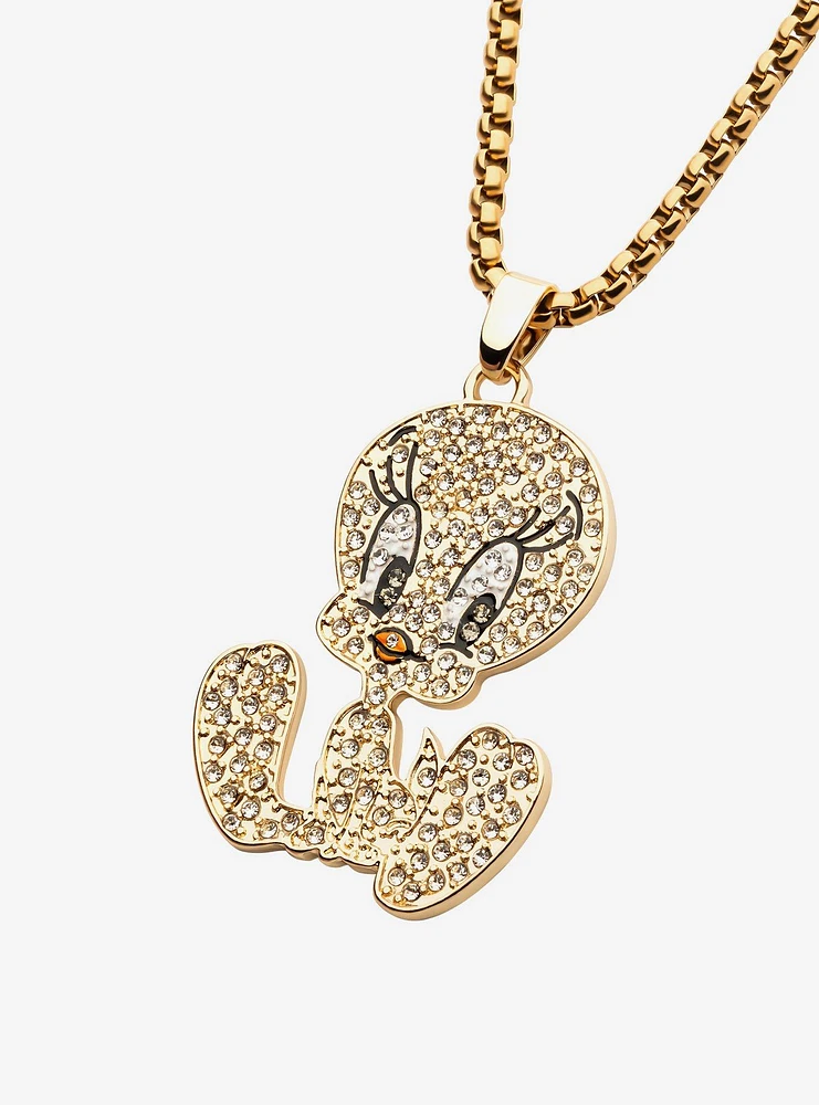 Looney Tunes Tweety Bird Gold Plated Gem Necklace