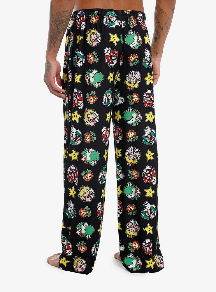 Super Mario Character Icon Pajama Pants