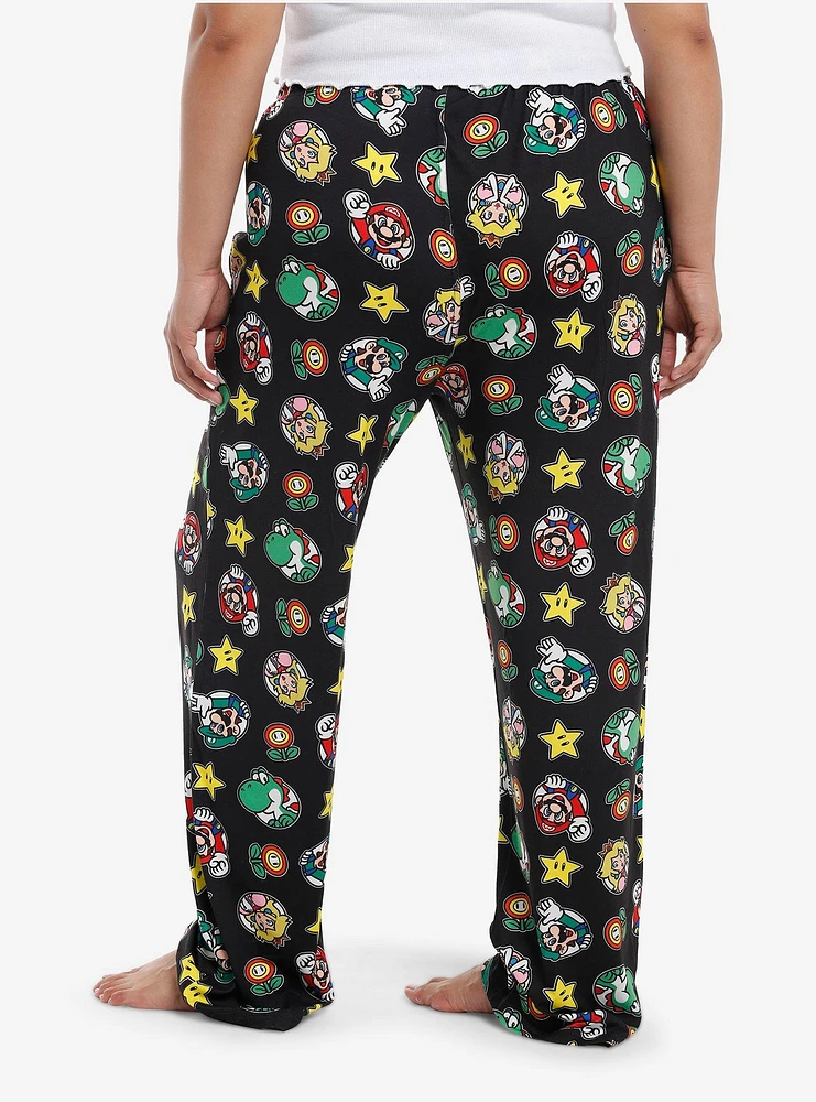 Super Mario Character Icon Pajama Pants Plus