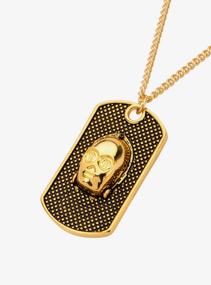 Star Wars 3D C-3PO Face Dog Tag Pendant Necklace