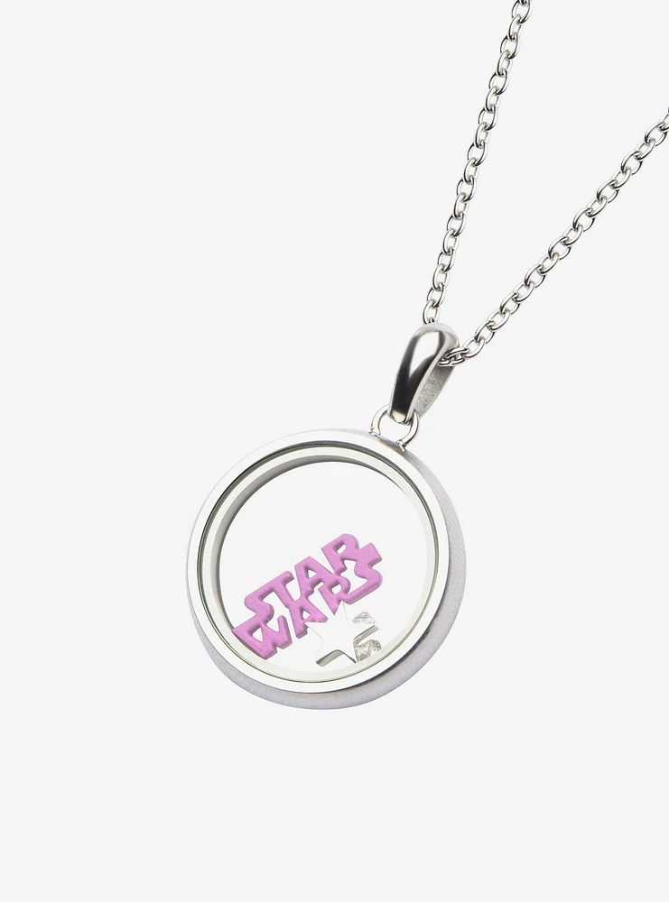 Star Wars Pink Glitter Logo Beads Pendant Necklace