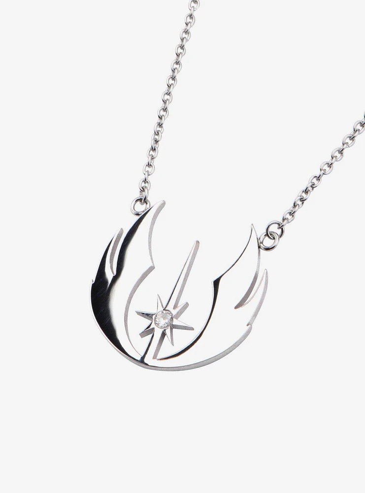 Star Wars Cut Out Jedi Order Symbol with CZ Pendant Necklace