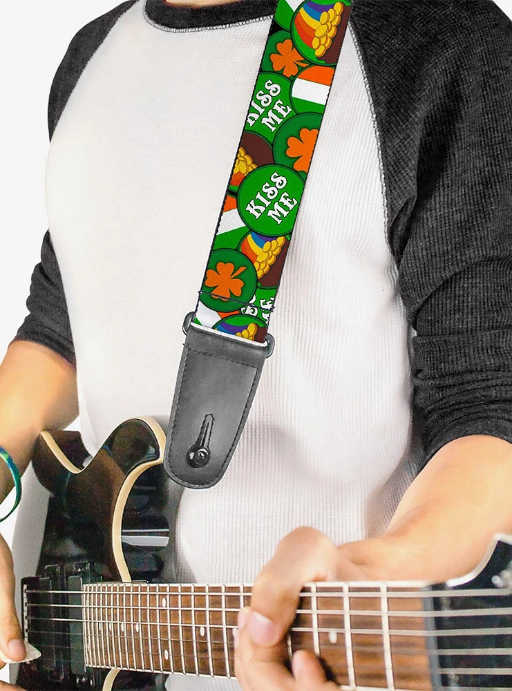 St. Patrick's Day Buttons Stacked Guitar Strap