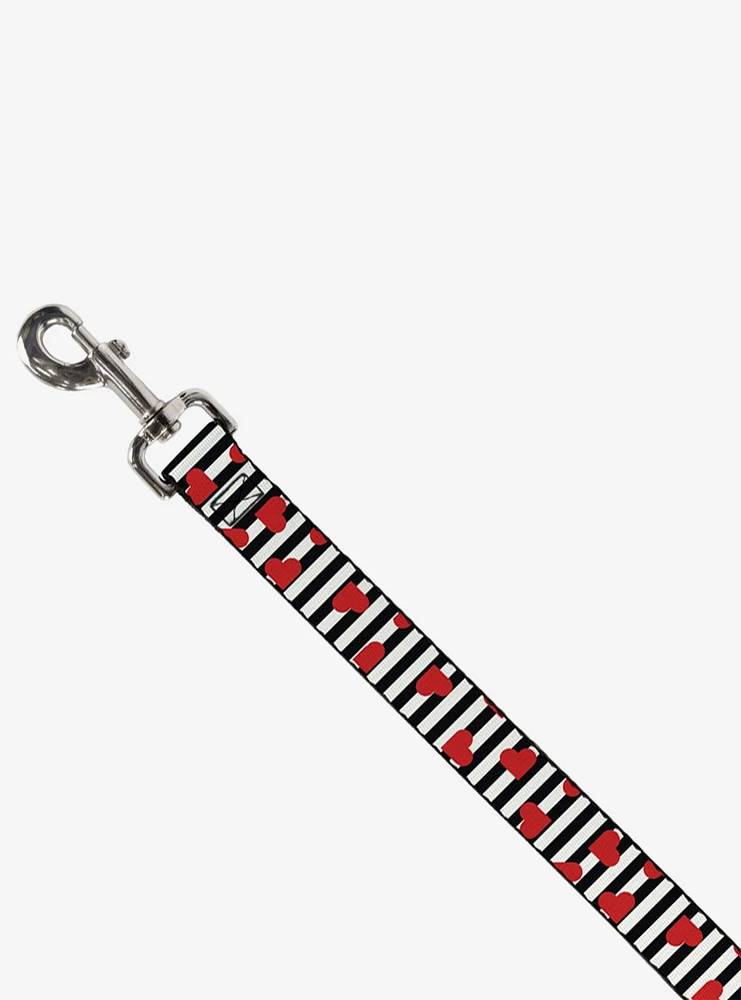 Hearts Scattered Stripe Dog Leash