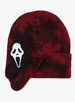 Ghost Face Peeking Red Wash Beanie