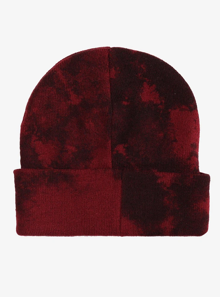 Ghost Face Peeking Red Wash Beanie