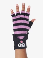 Kuromi Stripe 3D Ears Knit Fingerless Gloves