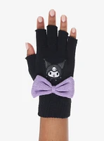 Kuromi Plush Bow Fingerless Gloves