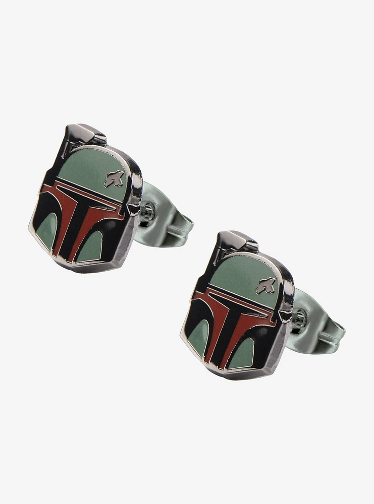 Star Wars Boba Fett Helmet Enamel Stud Earrings