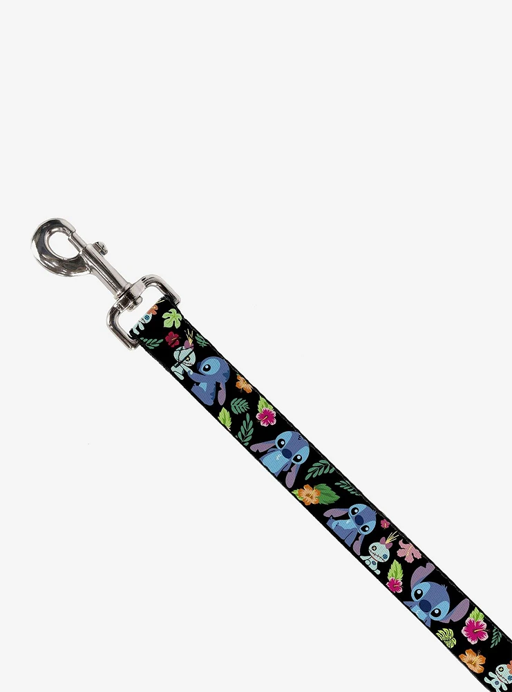 Disney Lilo & Stitch Scrump Poses Tropical Flora Dog Leash