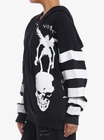 Death Note Ryuk Stripe Girls Oversized Waffle Knit Hoodie