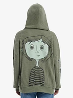 Coraline Buttons Girls Oversized Waffle Knit Hoodie