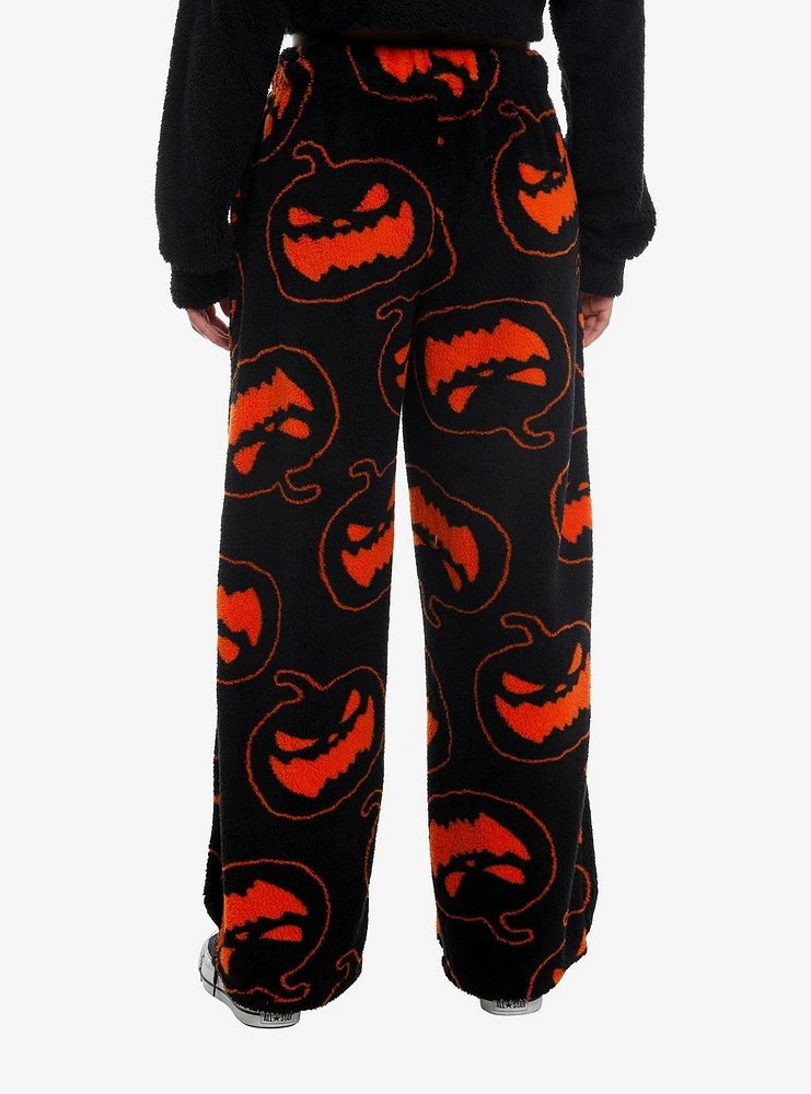 Black Pumpkin Girls Fuzzy Pajama Pants