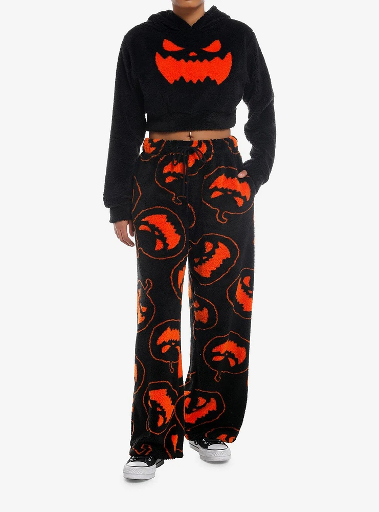 Black Pumpkin Girls Fuzzy Pajama Pants