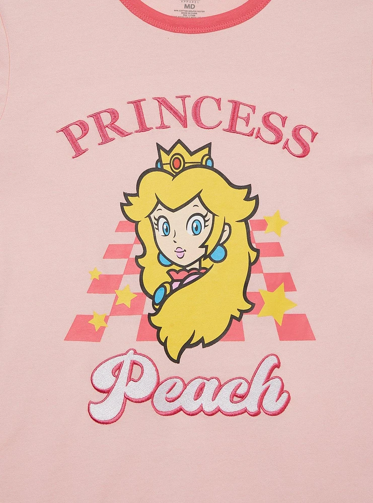Nintendo Super Mario Bros. Princess Peach Women's Ringer T-Shirt - BoxLunch Exclusive