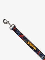 Marvel Spider-Man Title Logo and Action Skyline Poses Dog Leash