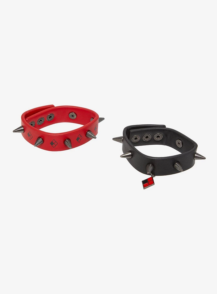 DC Comics Batman Harley Quinn Spike Faux Leather Bracelet Set