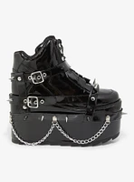 YRU Black Shiny Spike Qozmo Sneakers