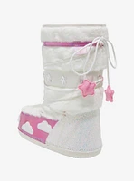 YRU White & Pink Blizzy Sky Fuzzy Boots