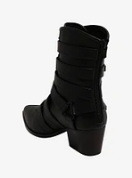 Strange Cvlt Black Coven Buckle Strap Boots