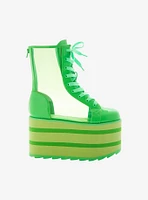 YRU Neon Green Hi-Top Platform Sneakers