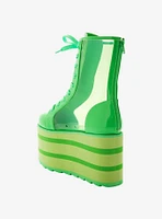 YRU Neon Green Hi-Top Platform Sneakers