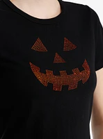 Jack-O'-Lantern Face Rhinestone Girls Baby T-Shirt