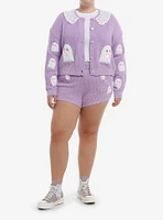 Sweet Society Pastel Purple Ghost Knit Lounge Shorts Plus