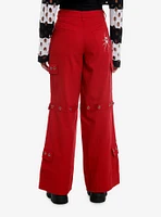 Social Collision Eyeball Spider Red Wide Leg Jeans