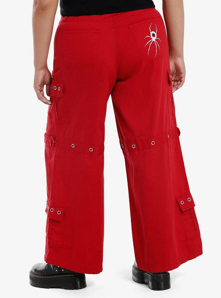 Social Collision Eyeball Spider Red Girls Wide Leg Jeans Plus