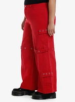 Social Collision Eyeball Spider Red Girls Wide Leg Jeans Plus