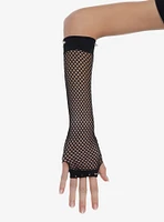 Black Fishnet Spike Stud Arm Warmers