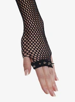 Black Fishnet Spike Stud Arm Warmers