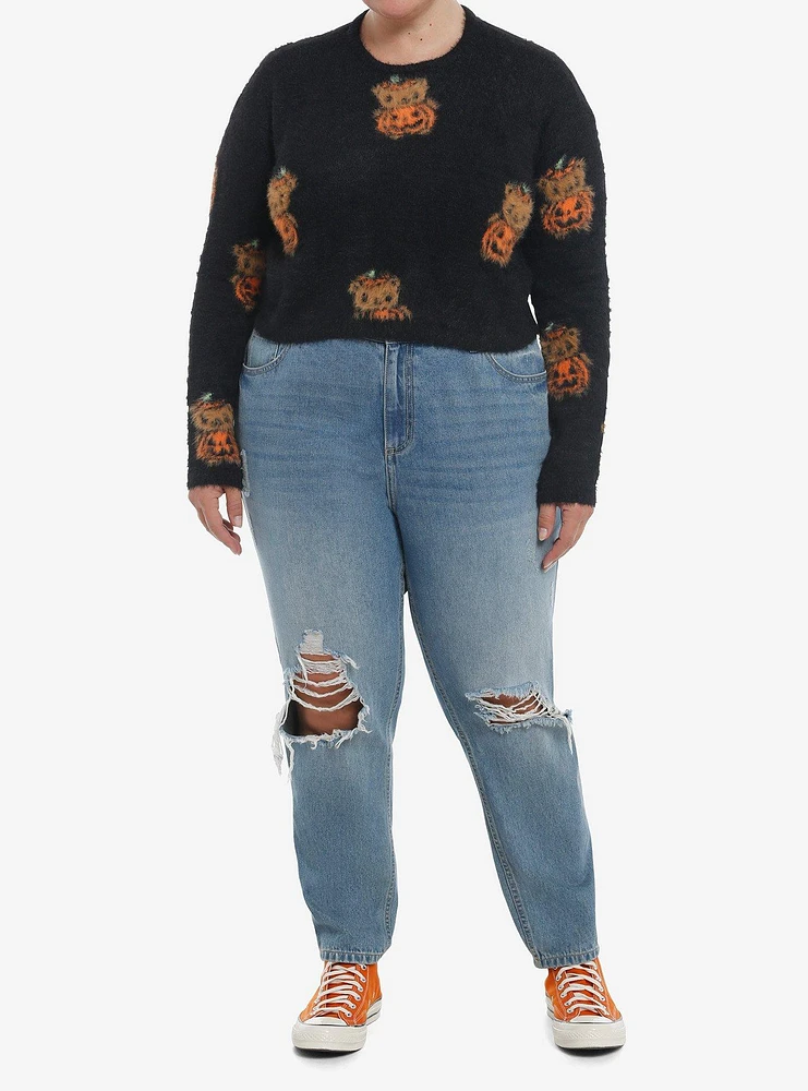 Sweet Society Teddy Pumpkin Girls Fuzzy Crop Sweater Plus