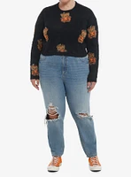 Sweet Society Teddy Pumpkin Girls Fuzzy Crop Sweater Plus